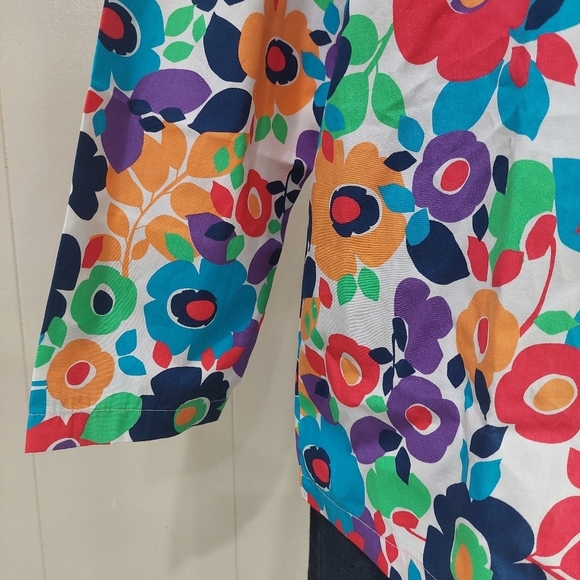 Summer Spring Daisy Bouquet Long Sleeve Women's Top Jacket Sz S Vibrant Print - Picture 6 of 13